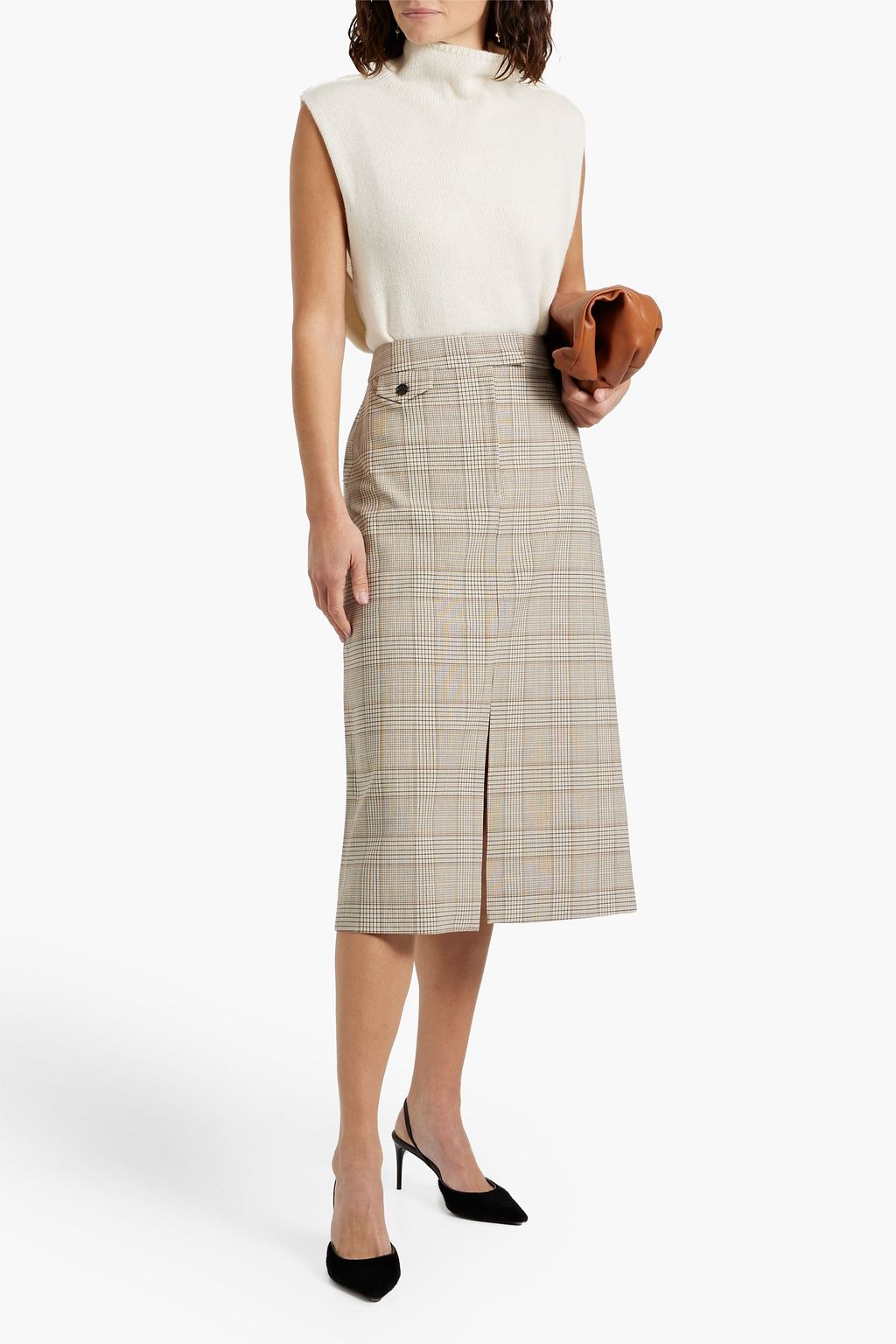CO Prince of Wales checked twill midi skirt