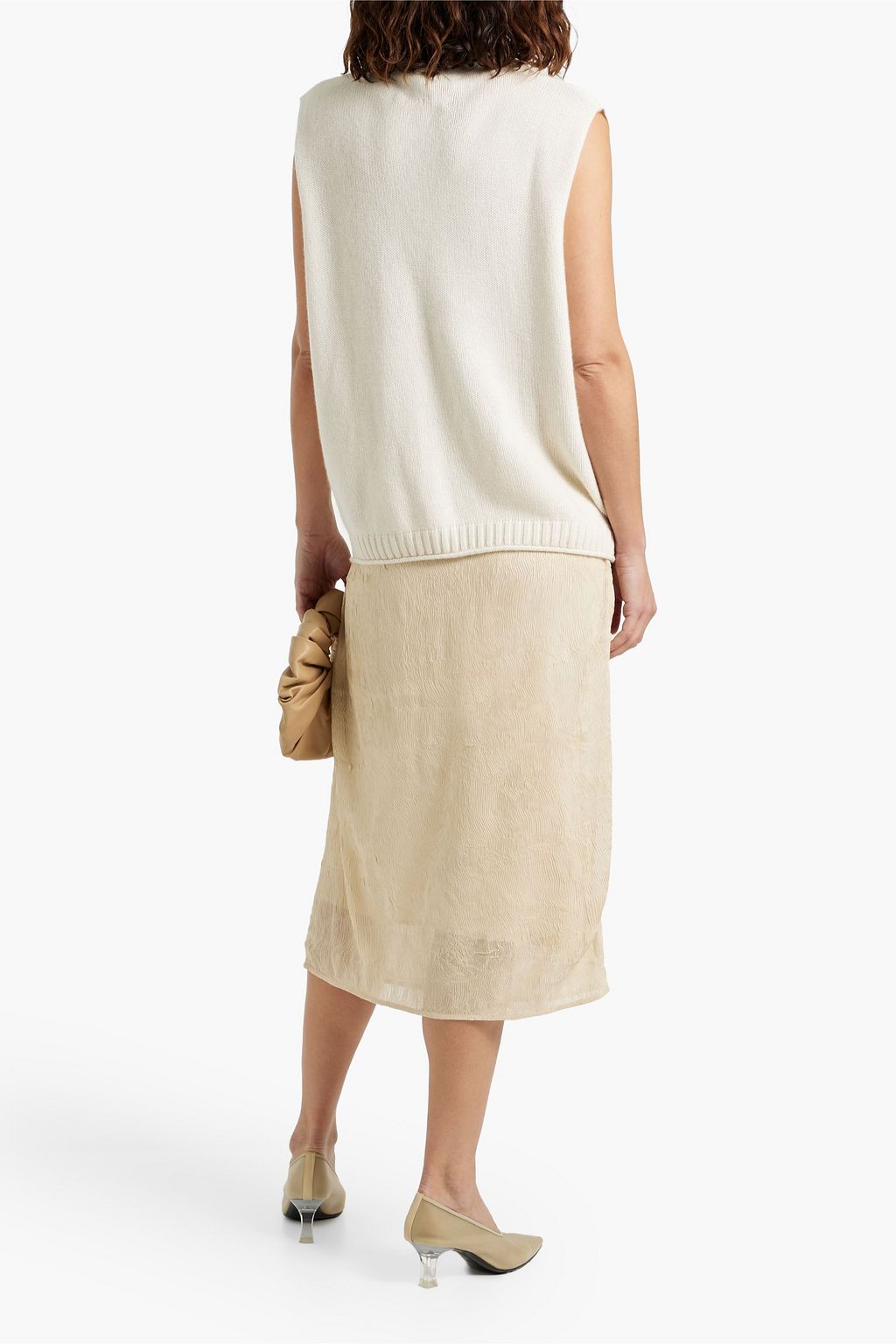 CO Plissé-chiffon midi skirt