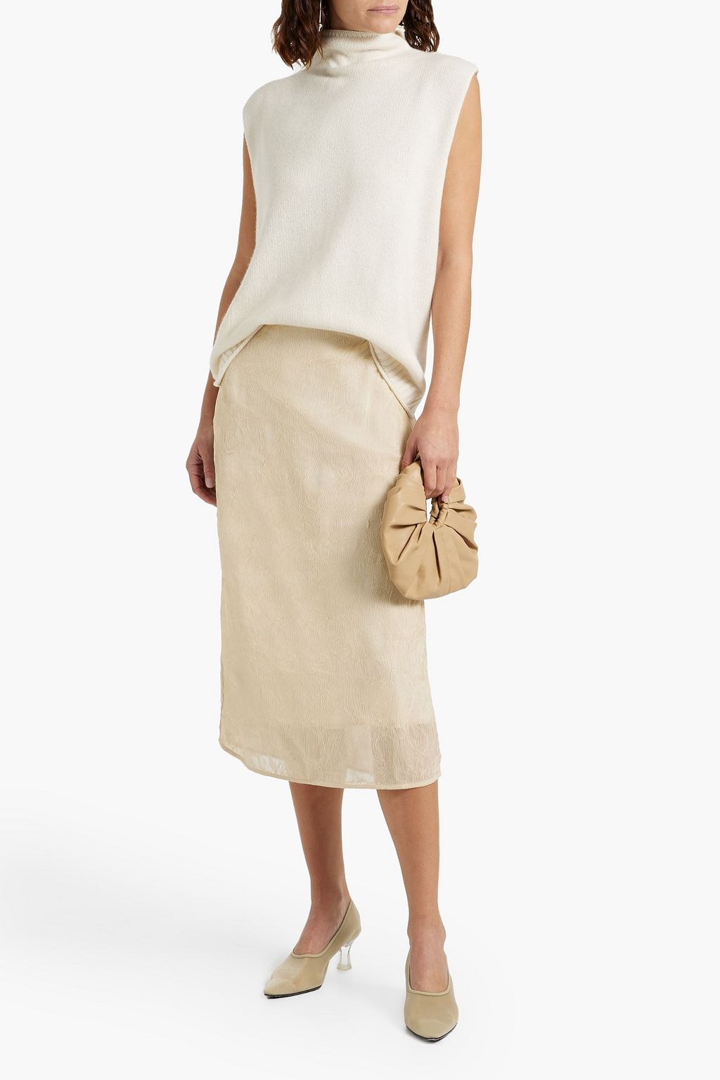 CO Plissé-chiffon midi skirt
