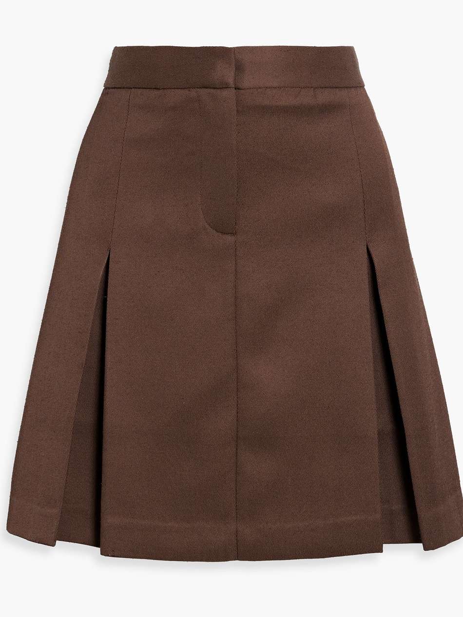 pleated slub-twill mini skirt