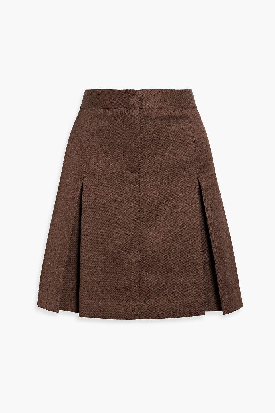 Pleated slub-twill mini skirt
