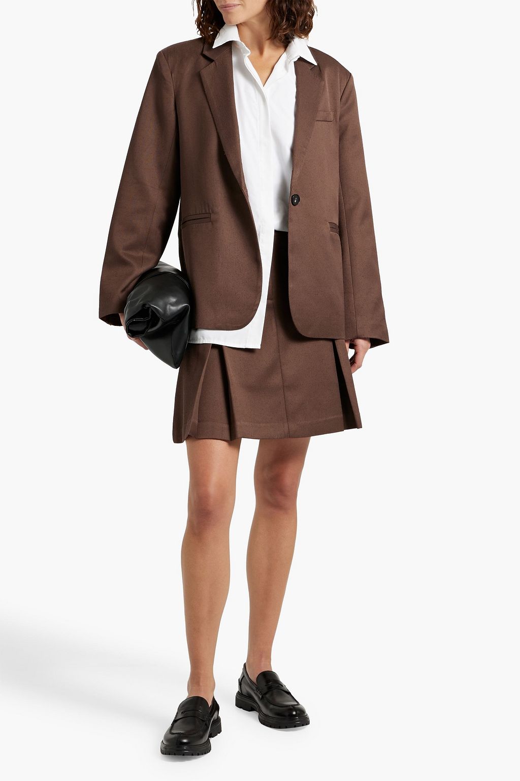 CO Pleated slub-twill mini skirt