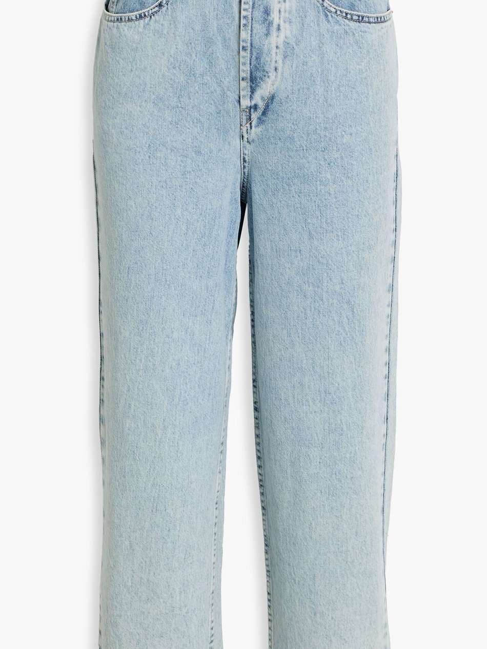 laliskasr frayed high-rise straight-leg jeans