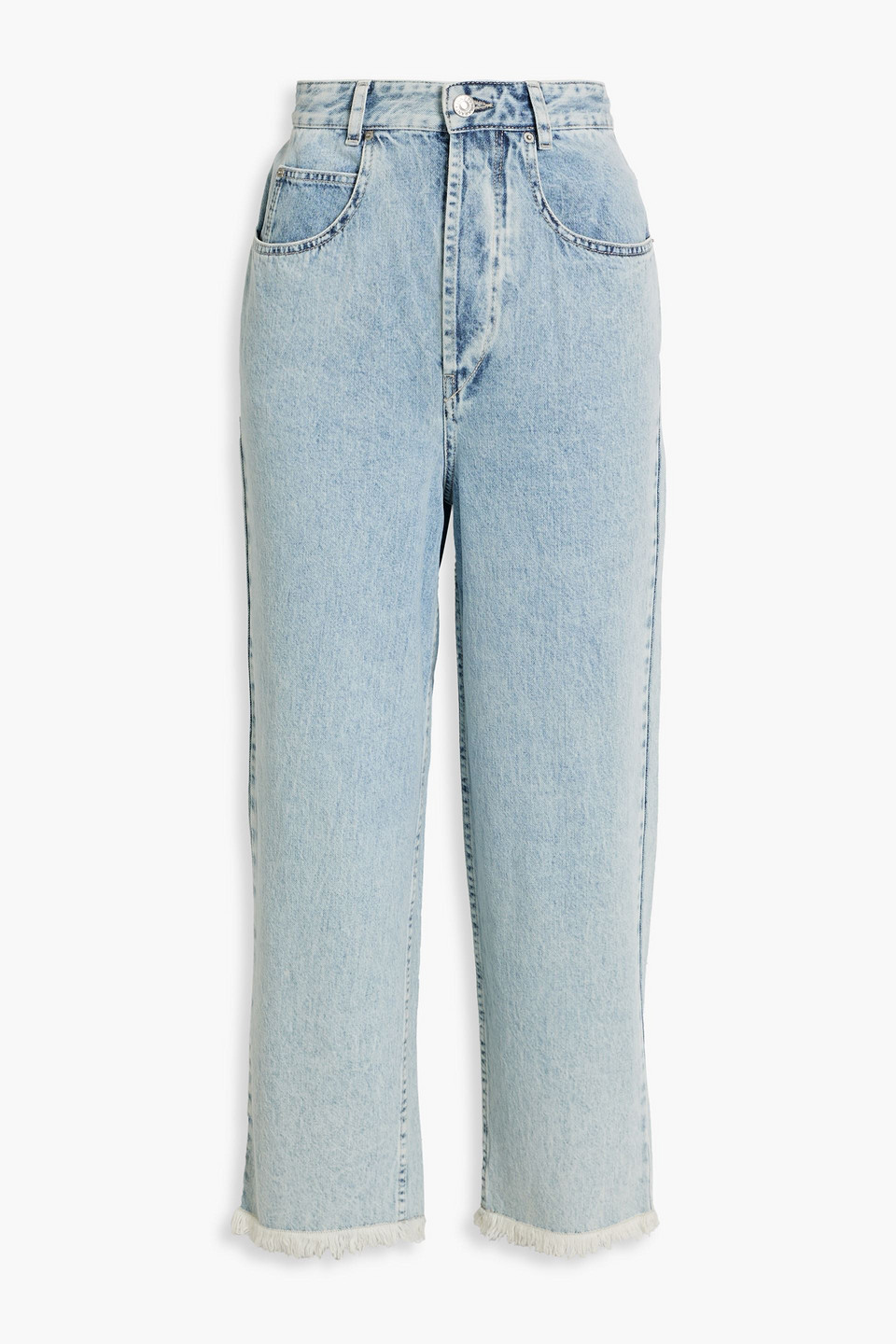 Isabel Marant Frayed High-rise Straight-leg Jeans In Light Denim