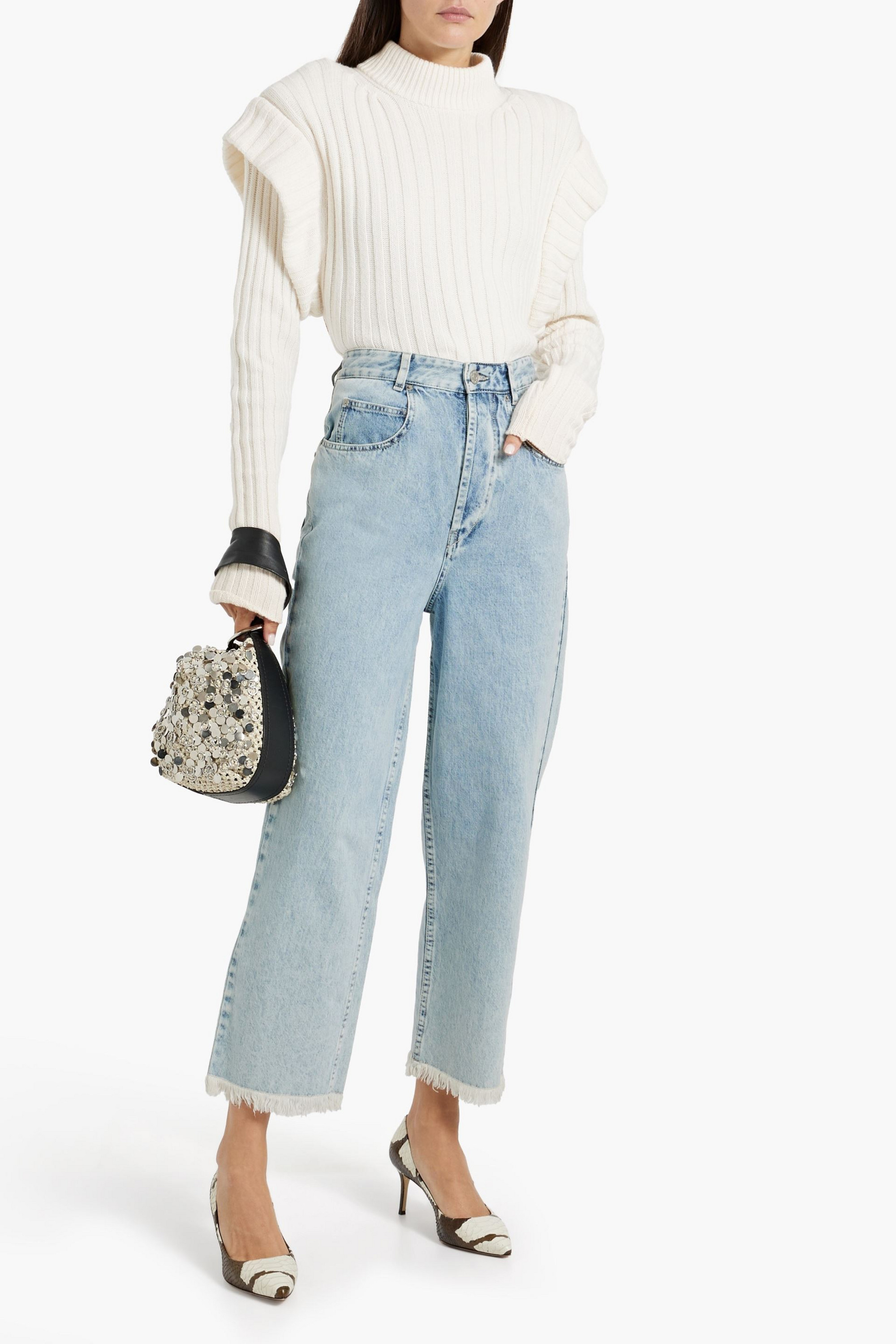 Isabel Marant Laliskasr frayed high-rise straight-leg jeans