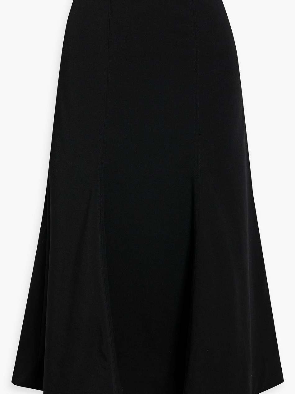 wool-blend twill midi skirt