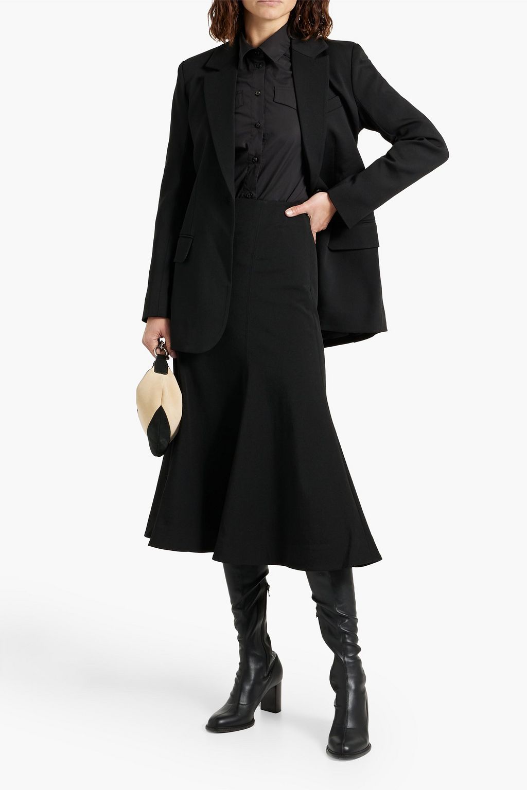 CO Wool-blend twill midi skirt