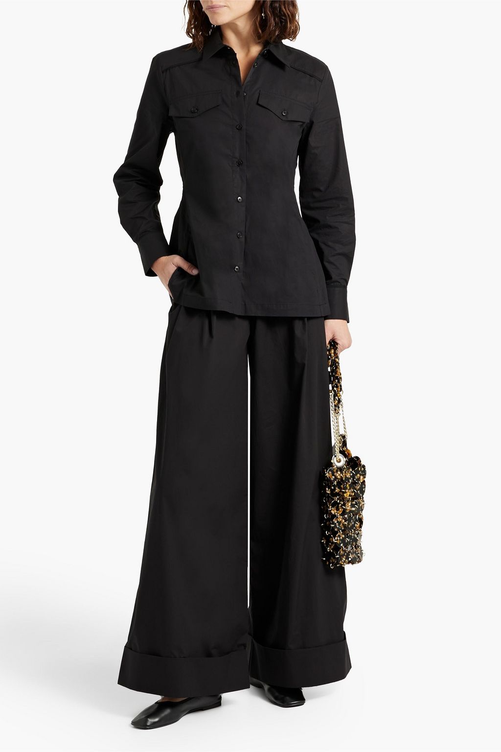 CO Pleated cotton-poplin shirt