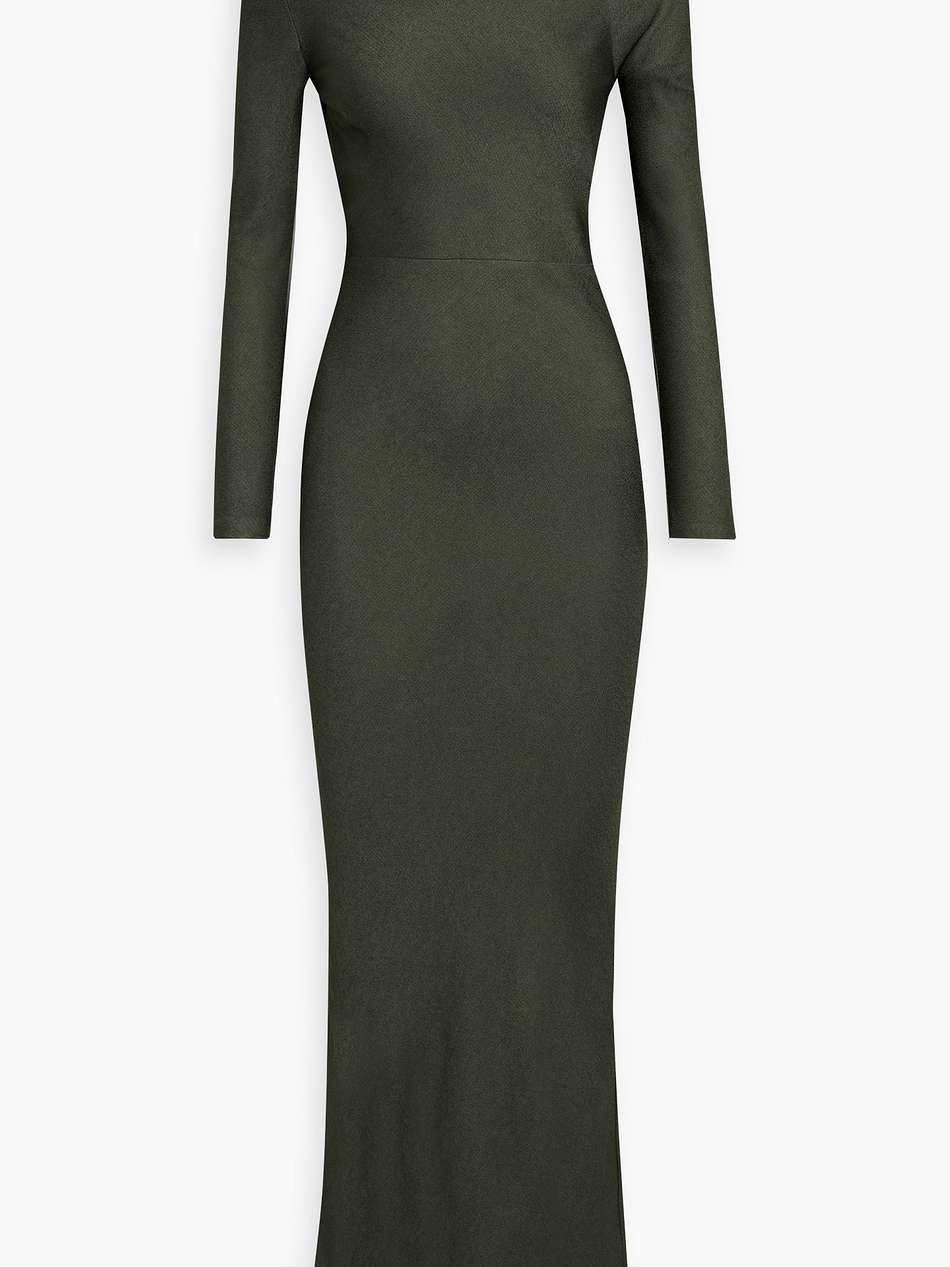 draped crepe maxi dress