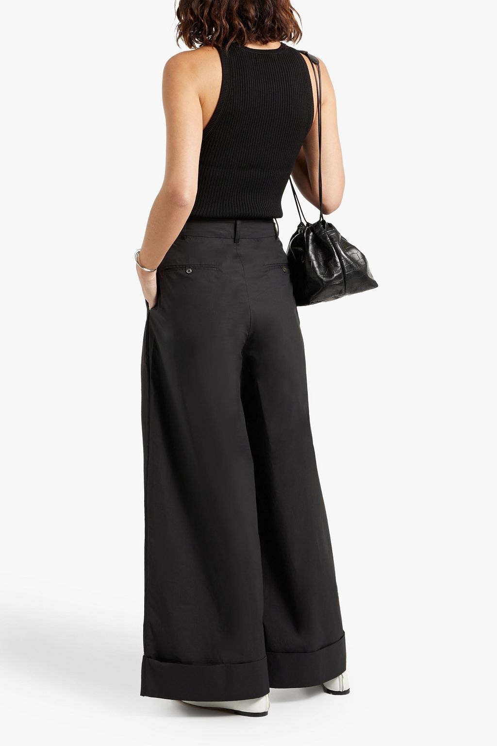 CO Pleated cotton-poplin wide-leg pants