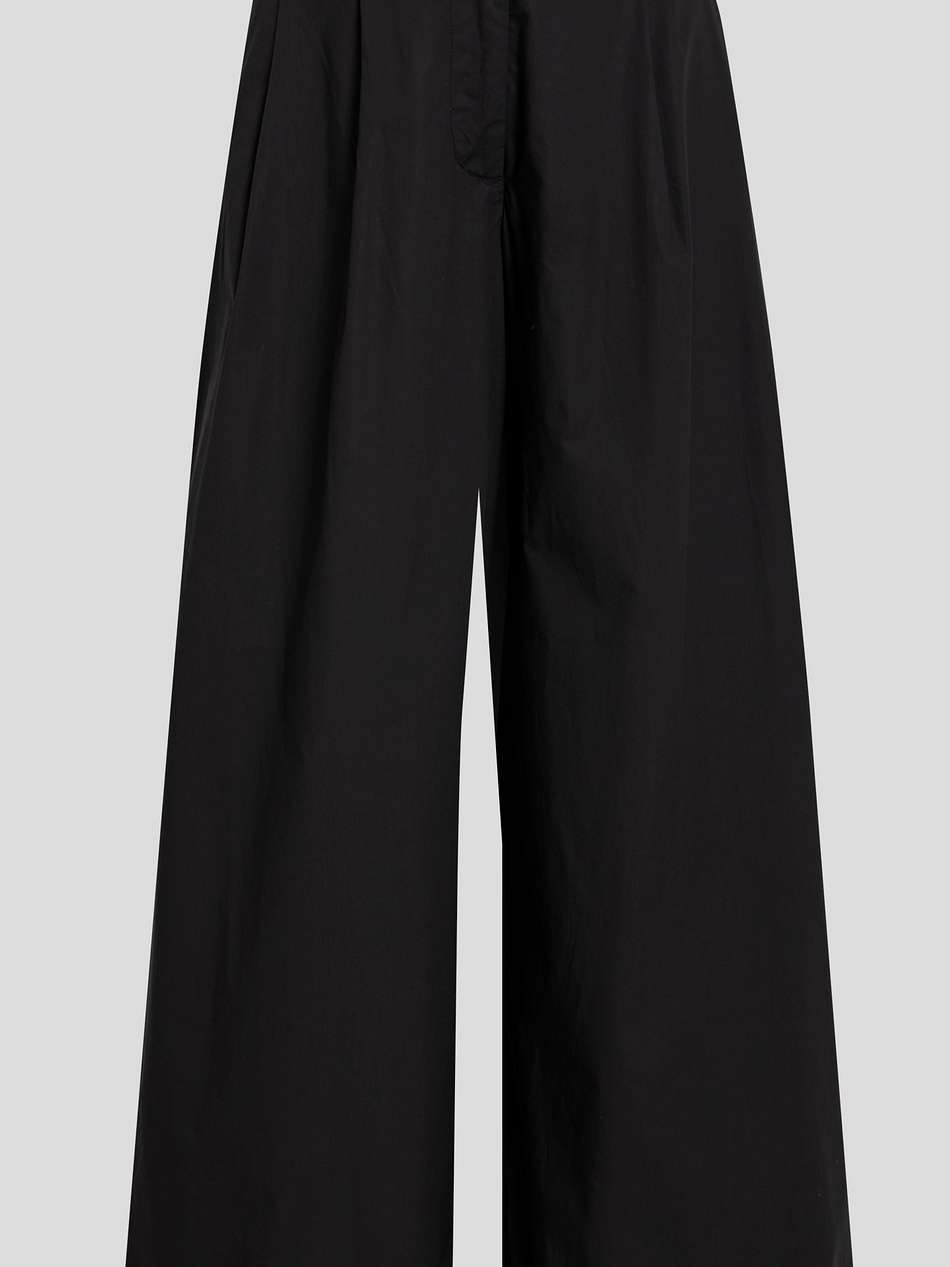 pleated cotton-poplin wide-leg pants