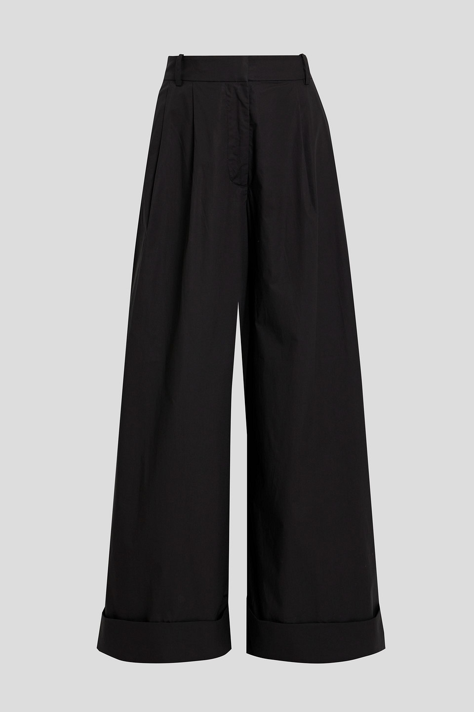 Pleated cotton-poplin wide-leg pants