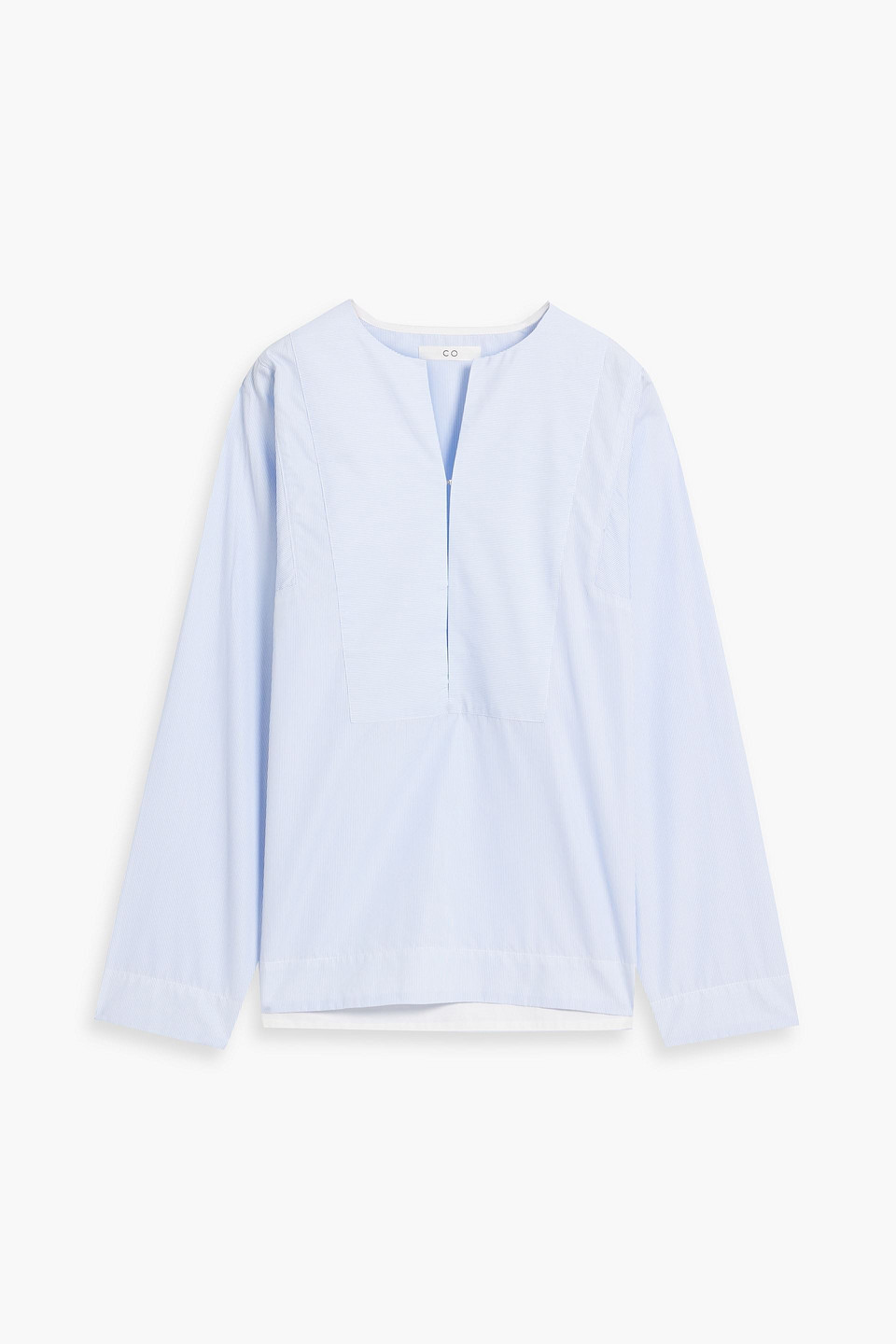 Striped cotton-poplin top
