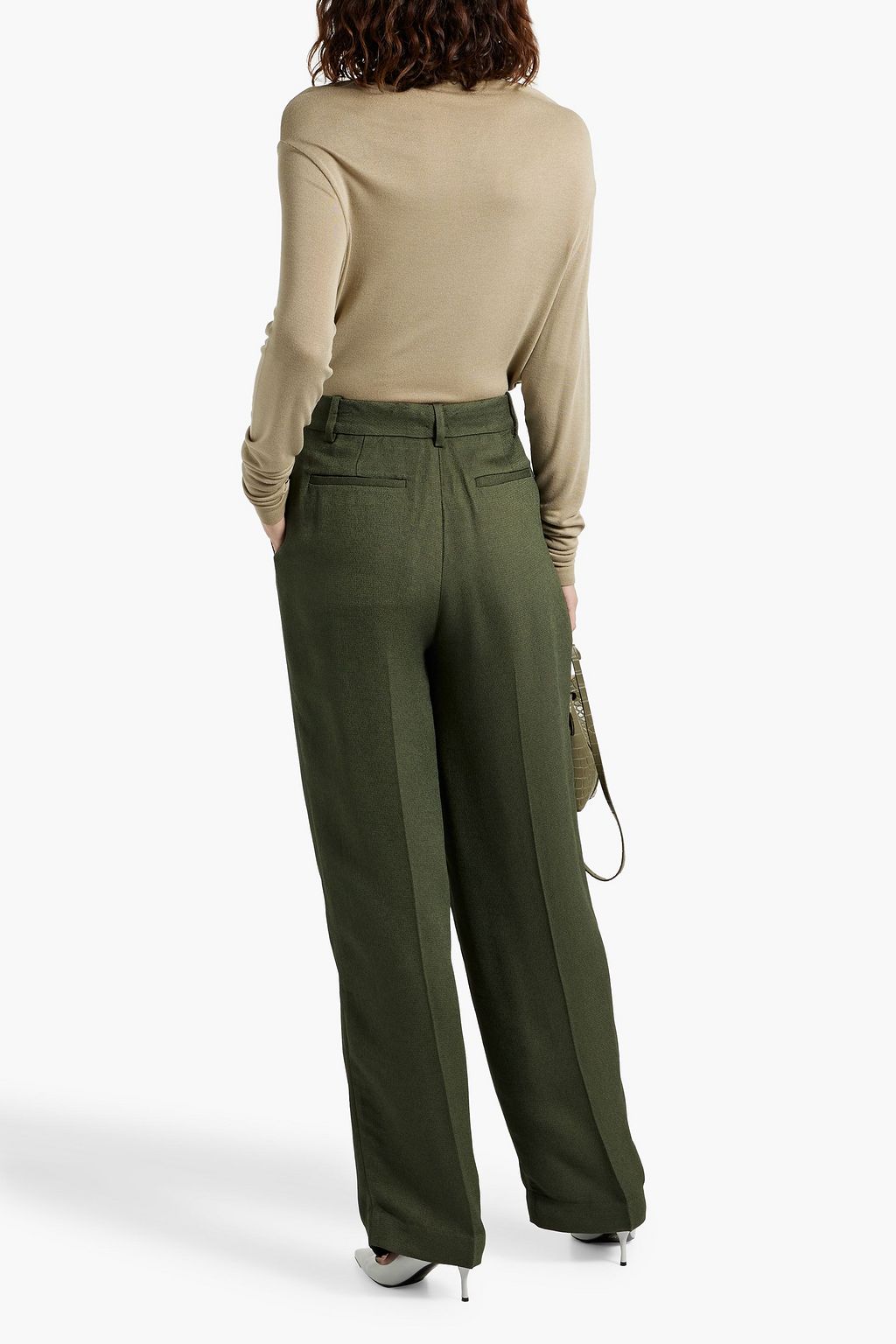 CO Pleated textured-crepe wide-leg pants