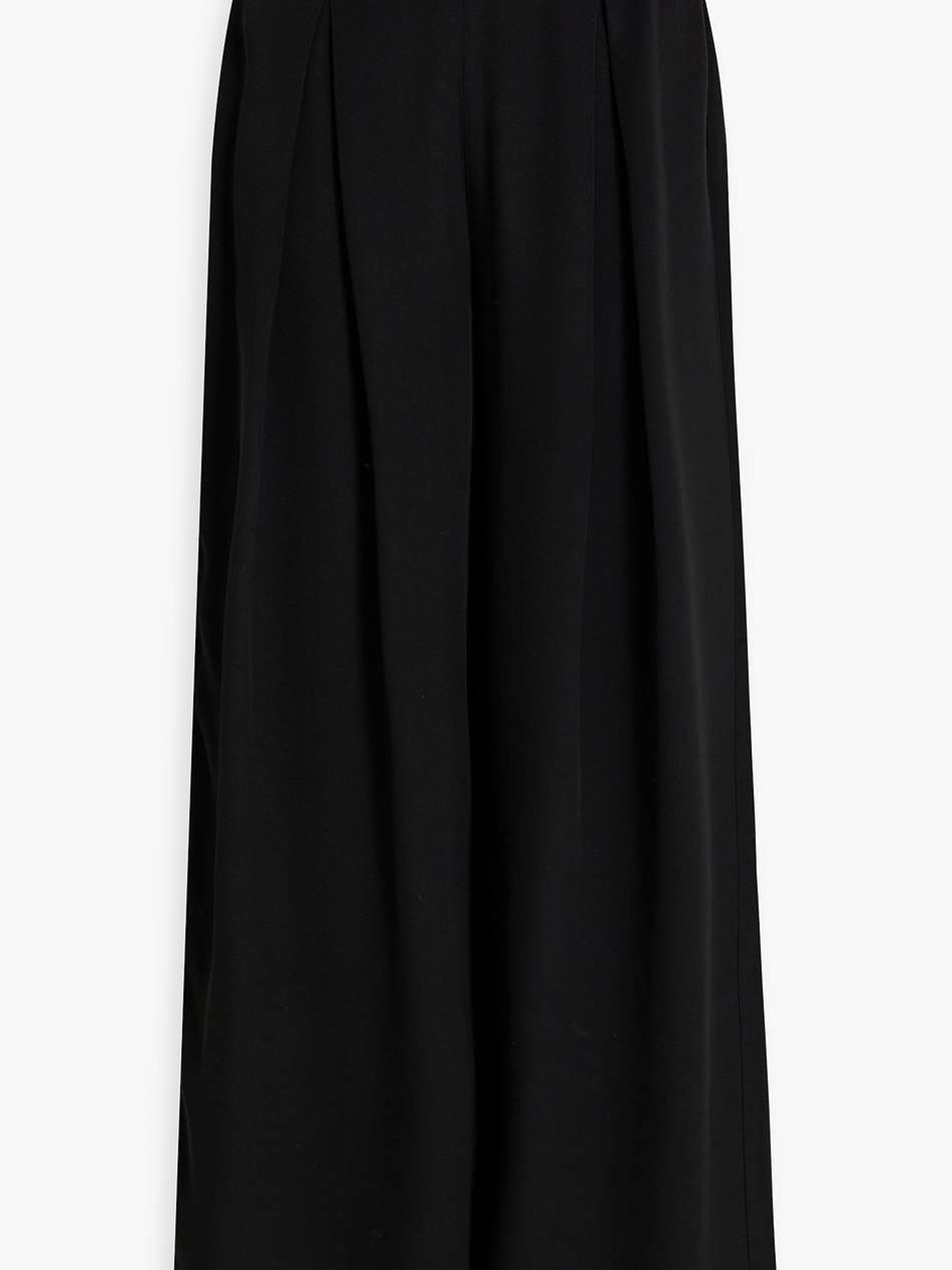 pleated crepe wide-leg pants