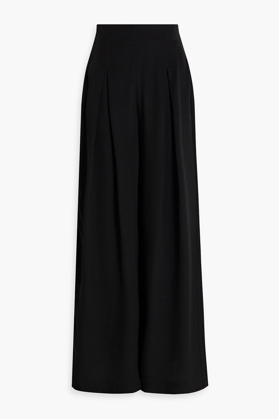 Pleated crepe wide-leg pants