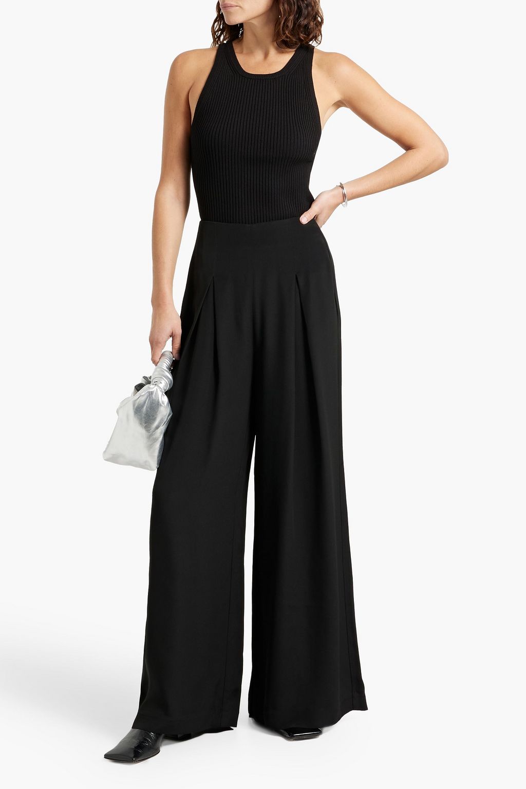 CO Pleated crepe wide-leg pants