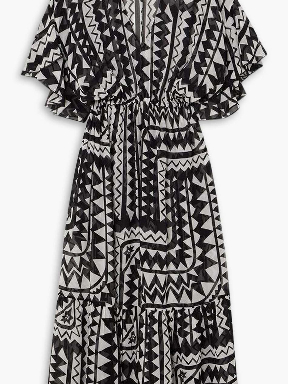 printed silk-crepon midi dress