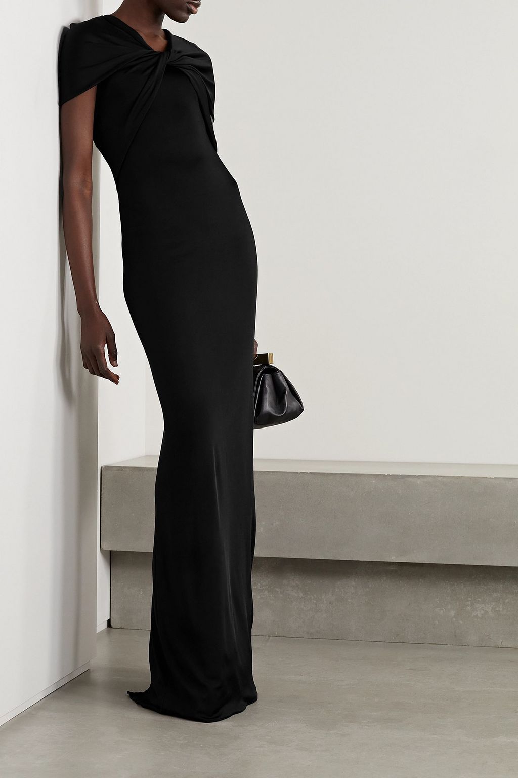 ET OCHS Olive cape-effect twist-front stretch-jersey gown