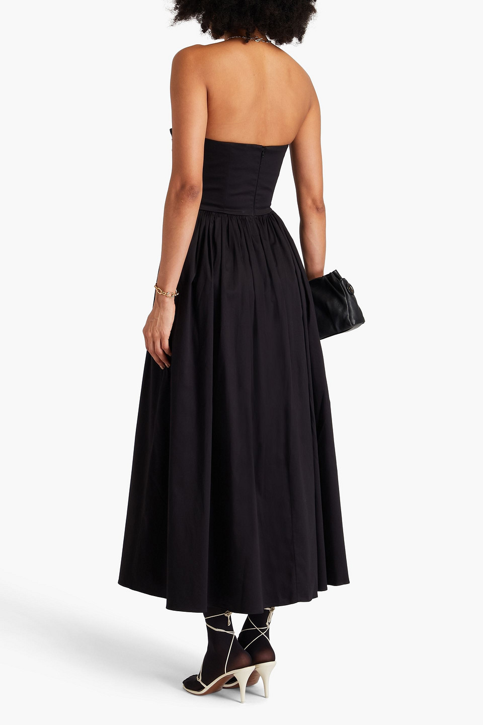  Tove - Midikleid Aus Satin Aus Einer Baumwollmischung Mit Twist-detail An Der Vorderseite - Schwarz - Fr 34 