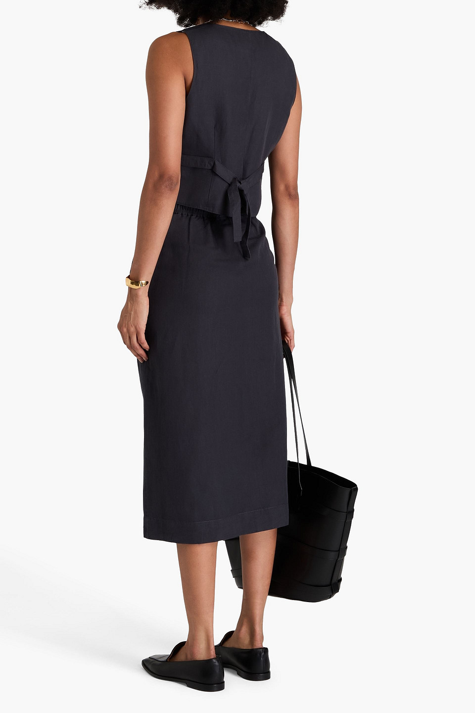 ALEX MILL AGNES LINEN, COTTON AND LYOCELL-BLEND TWILL MIDI WRAP SKIRT