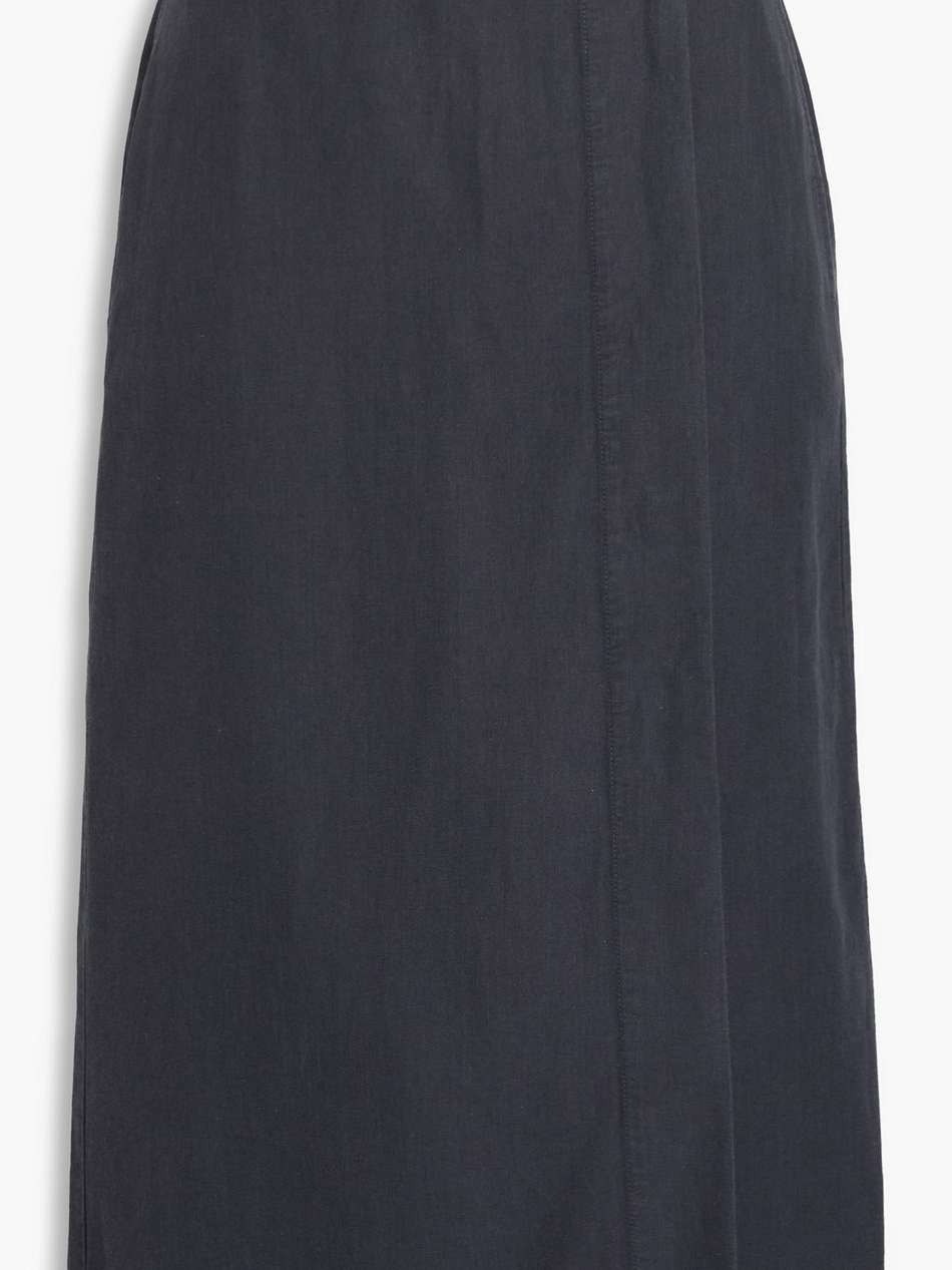 agnes linen, cotton and lyocell-blend twill midi wrap skirt
