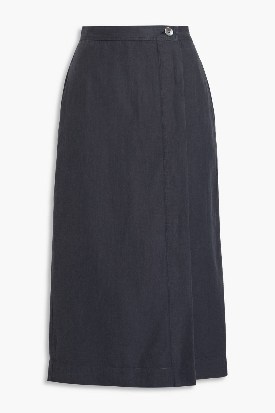 Alex Mill Agnes Linen, Cotton And Lyocell-blend Twill Midi Wrap Skirt In Charcoal