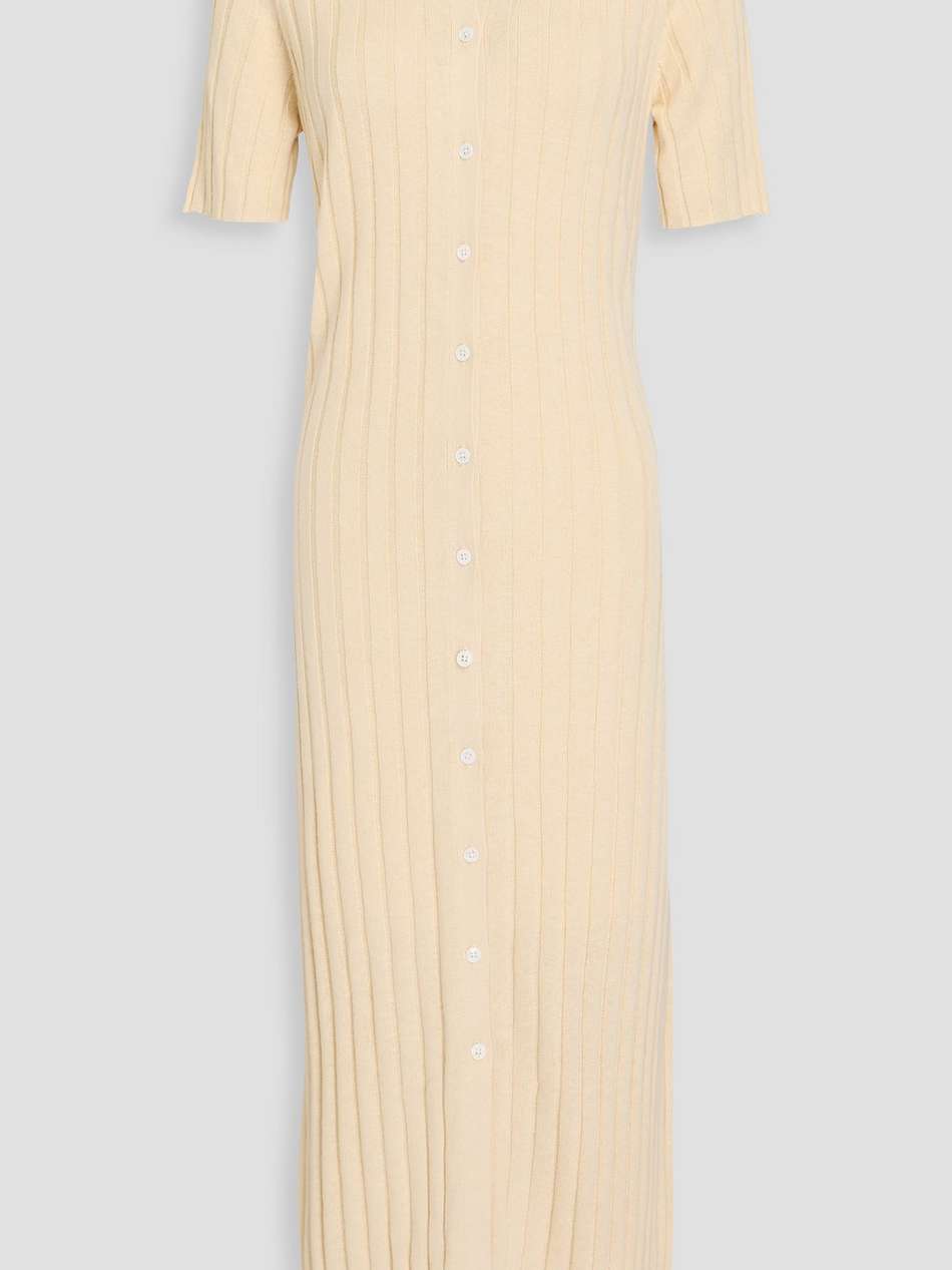 alice ribbed cotton and hemp-blend midi shirt dress