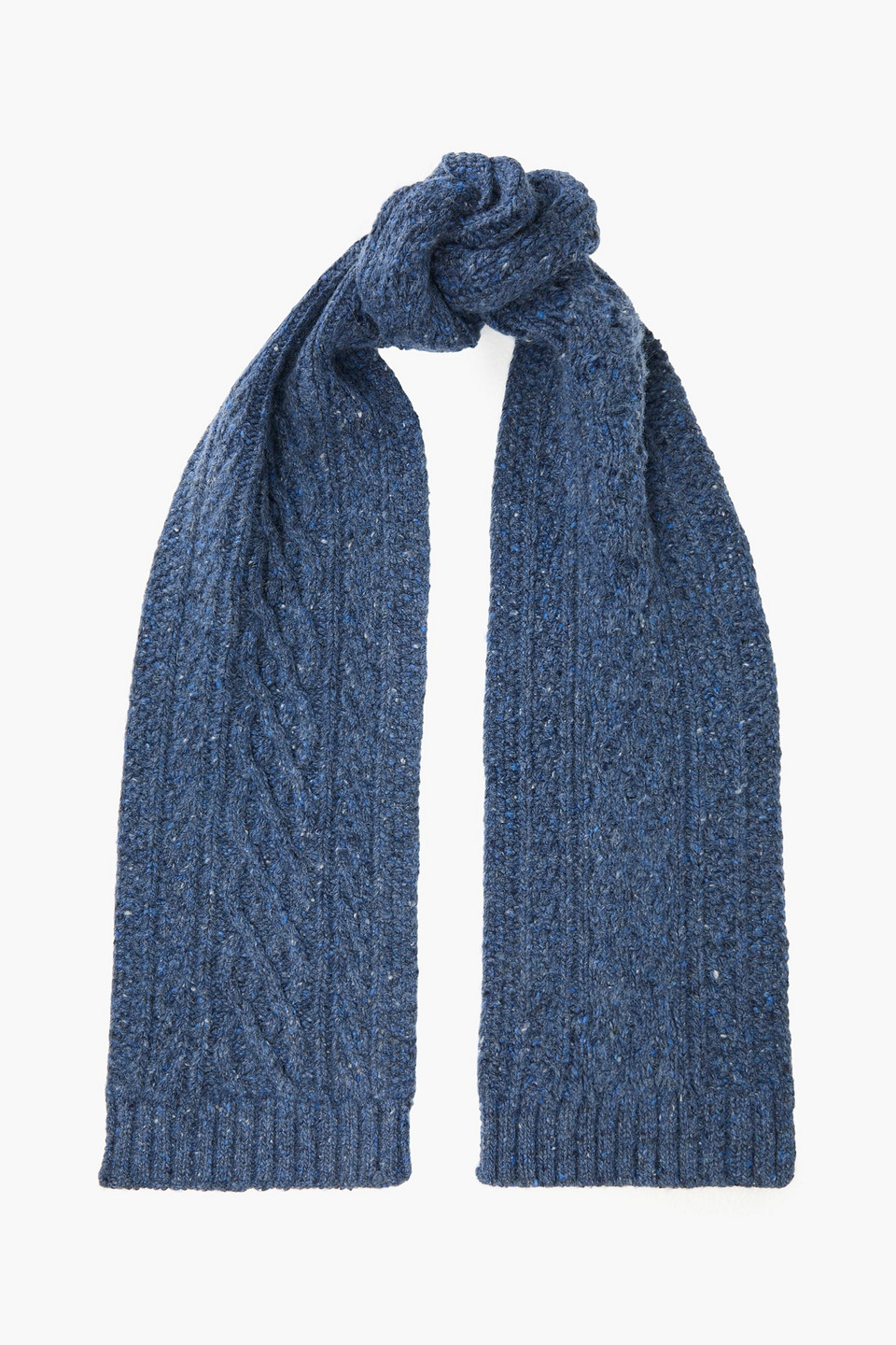 Alex Mill Donegal Cable-knit Merino Wool-blend Scarf In Navy