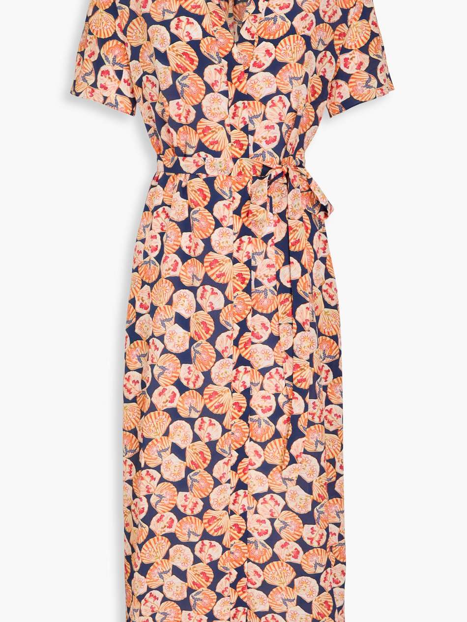 vicki printed silk crepe de chine midi dress