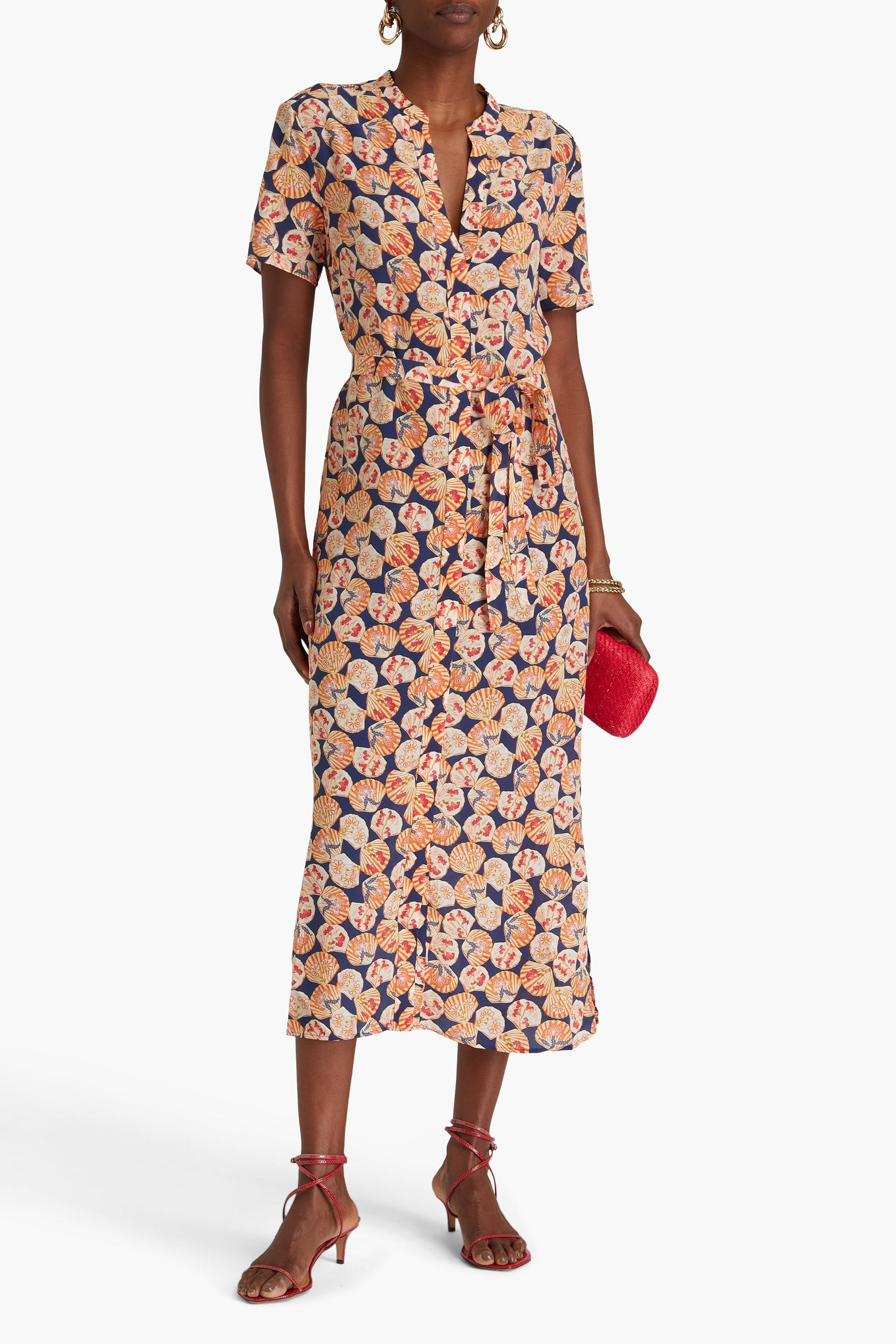 Saloni Vicki printed silk crepe de chine midi dress