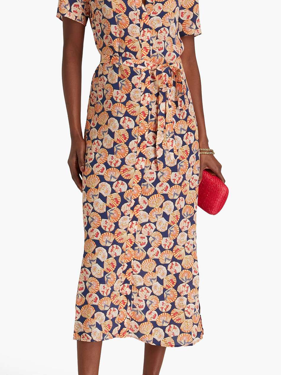 vicki printed silk crepe de chine midi dress