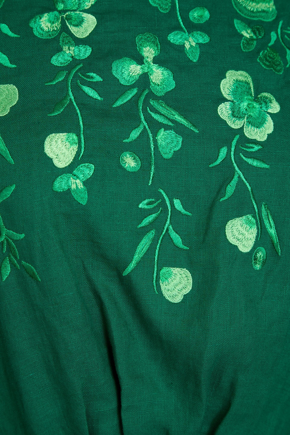 Shop Saloni Neela Cutout Embroidered Linen Midi Dress In Green