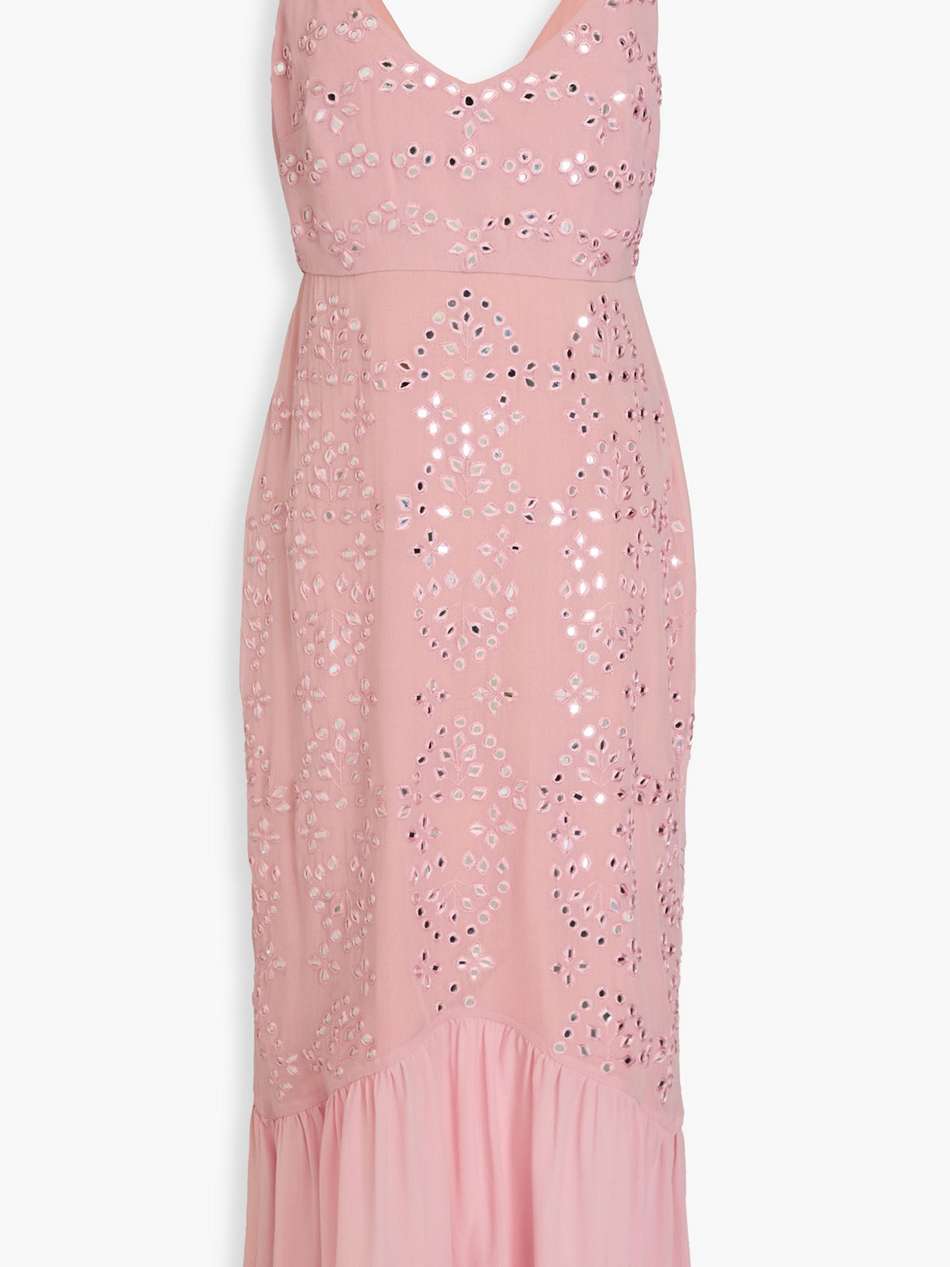aidan embellished broderie anglaise silk midi dress