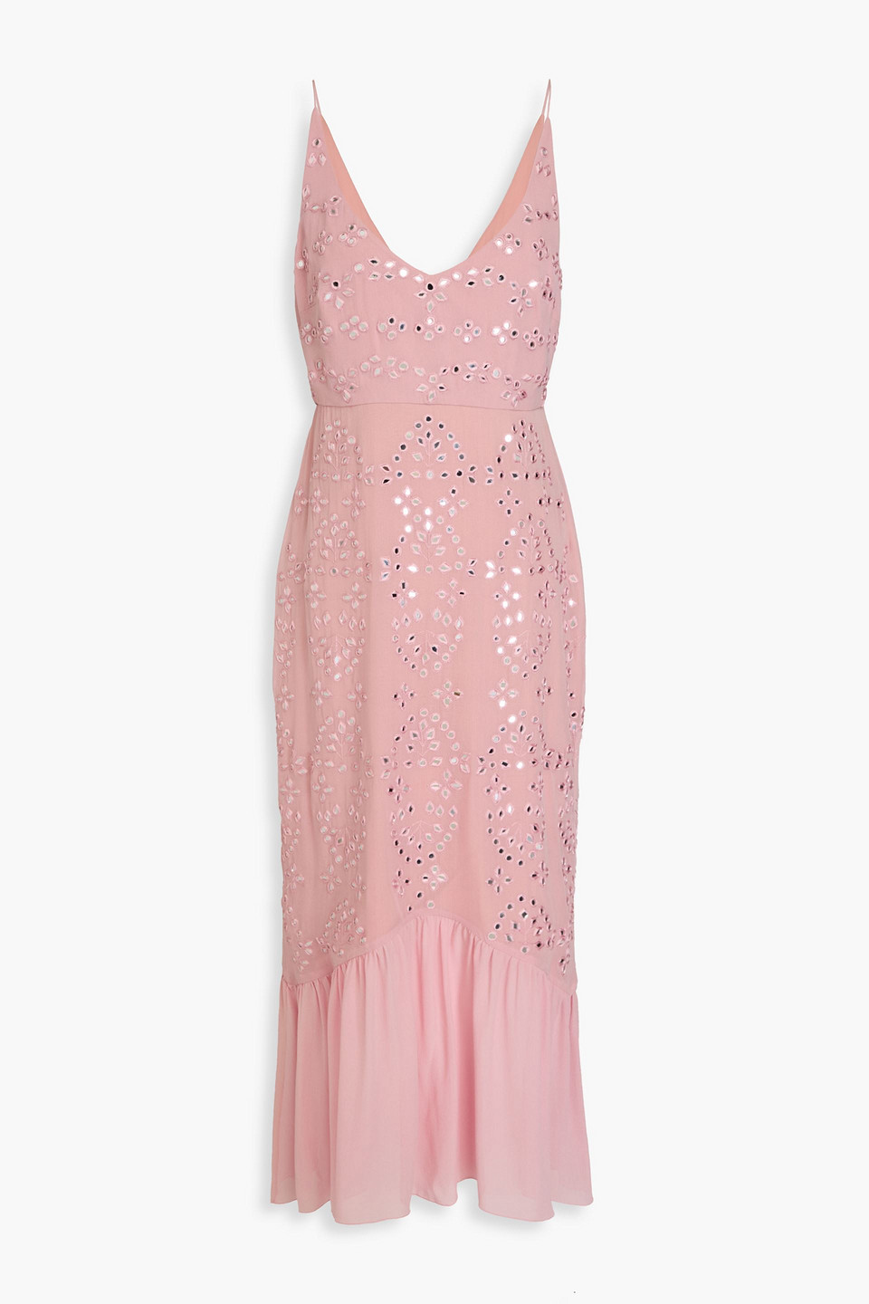 aje patina lace midi dress Ophelia Lace Midi Dress-FAWN PINK / 4