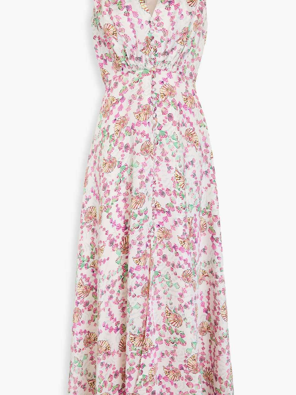 lea printed hammered silk-satin maxi dress