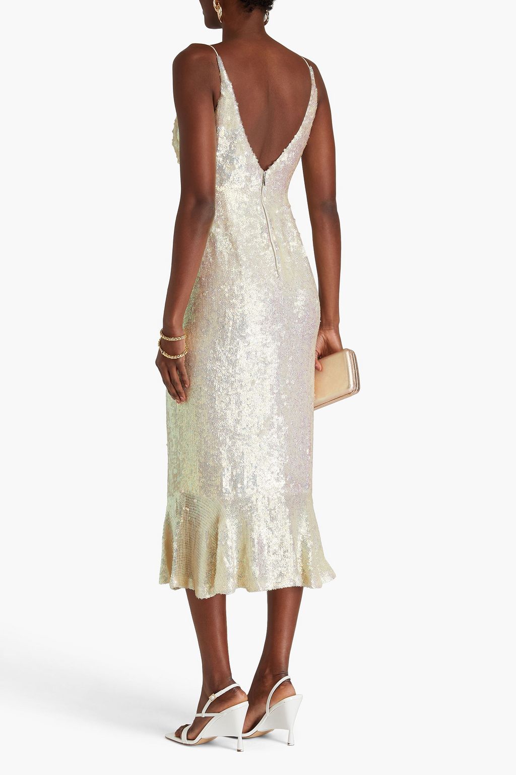 SALONI Sequined georgette midi dress