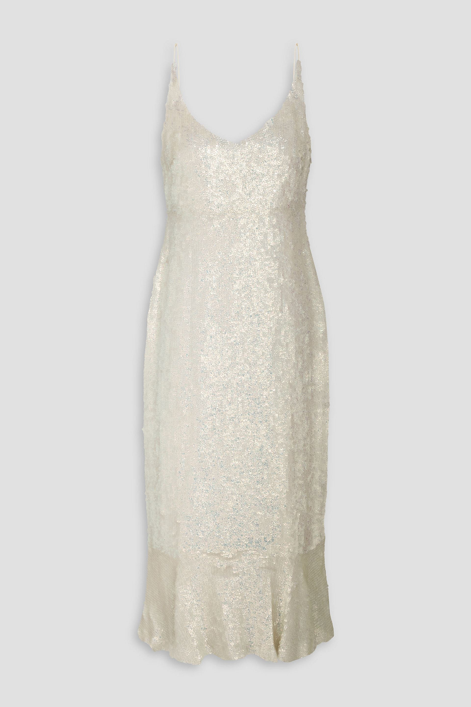 Saloni Sequined Georgette Midi Dress In Ivory