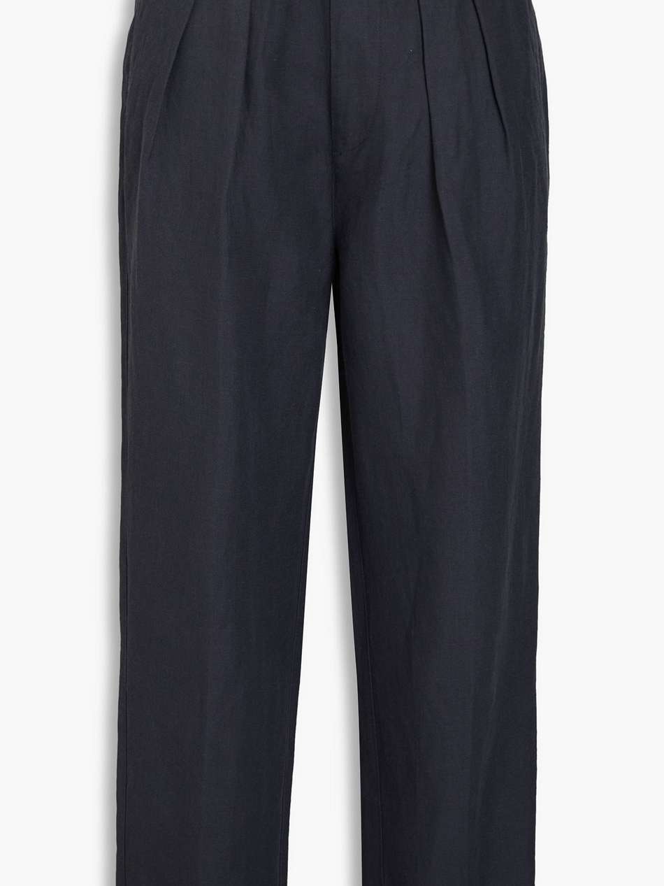 pleated twill tapered pants