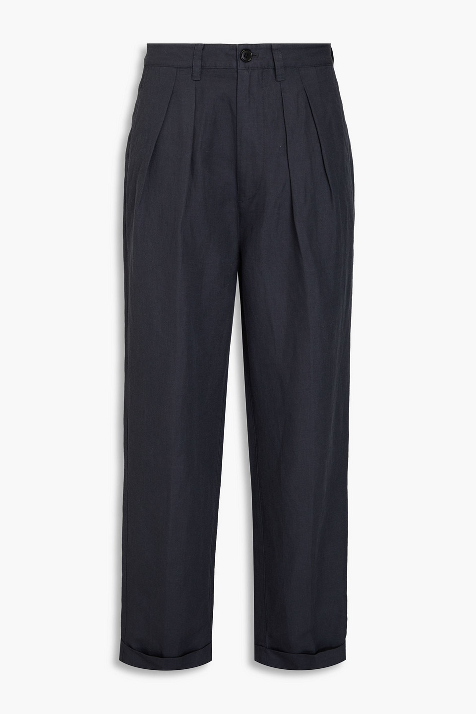 Pleated twill tapered pants