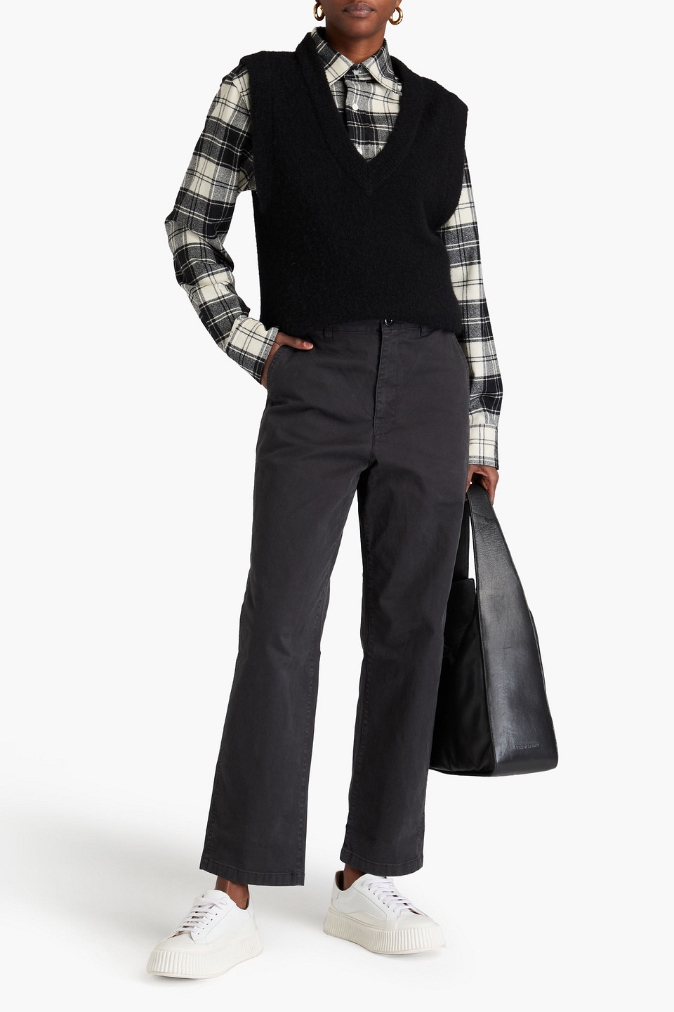 Alex Mill Nellie Cotton-blend Twill Straight-leg Pants In Black