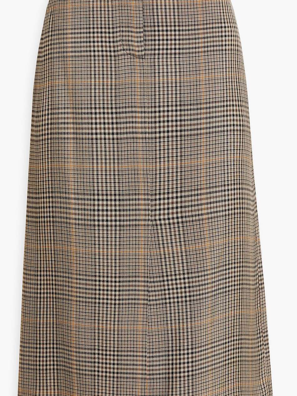 prince of wales checked tweed midi skirt