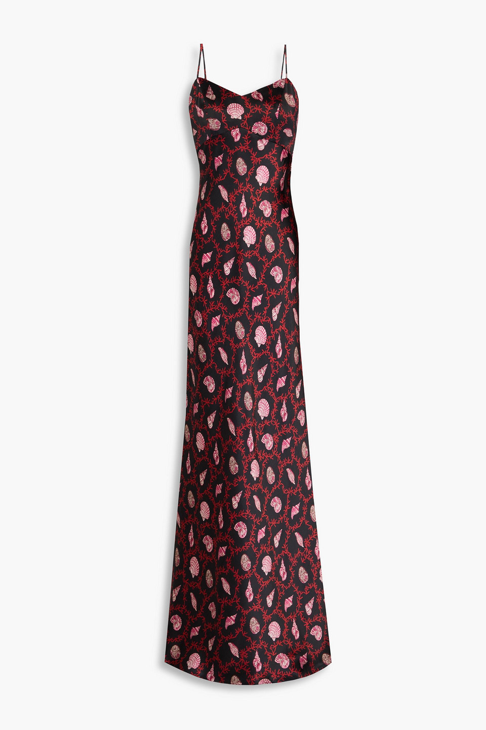 Saloni Mimi Printed Silk-satin Maxi Dress In Black