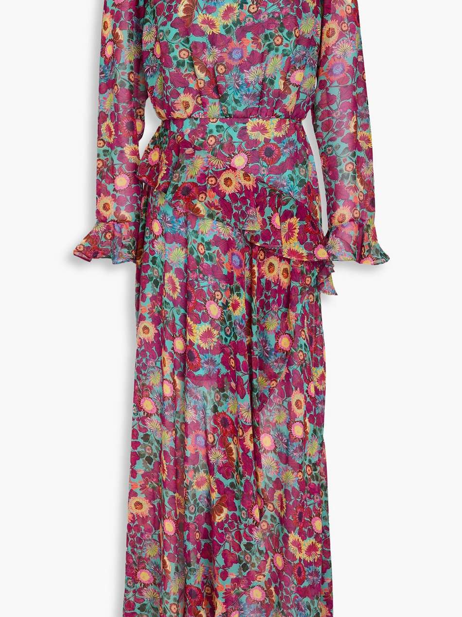 jolene ruffled floral-print silk-georgette maxi dress