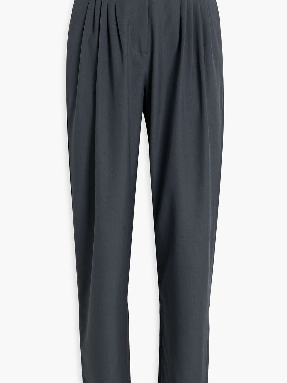 pleated wool tapered pants