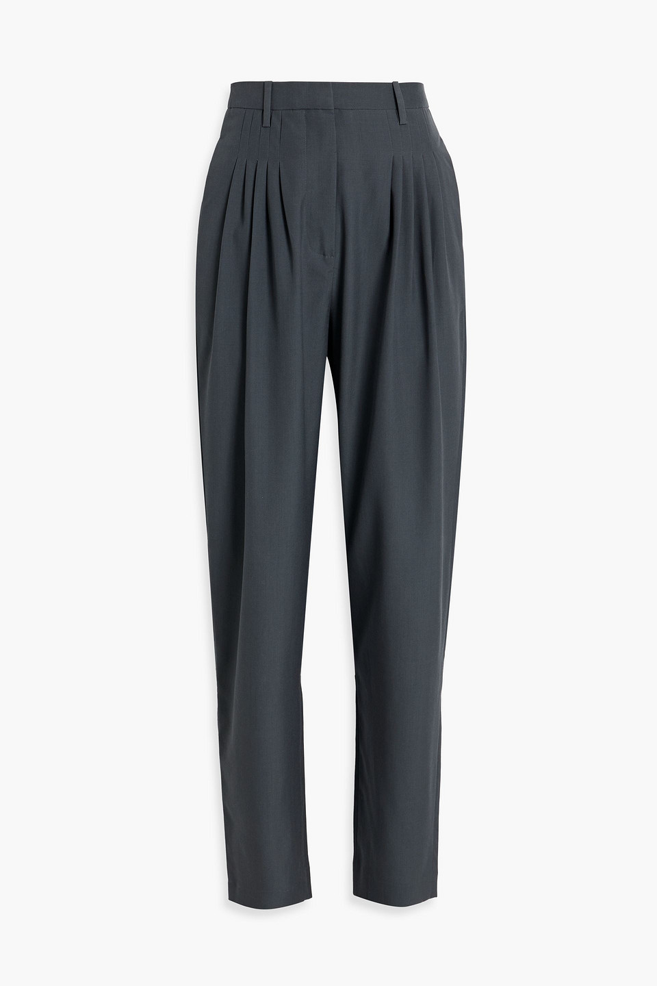 Pleated wool tapered pants