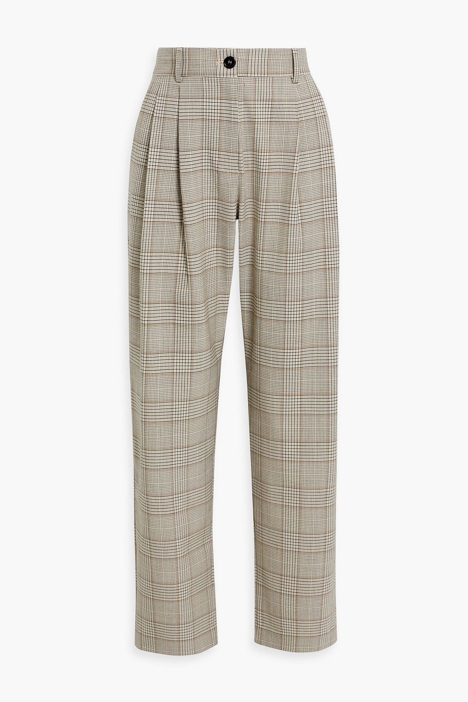 Prince of Wales checked twill tapered pants