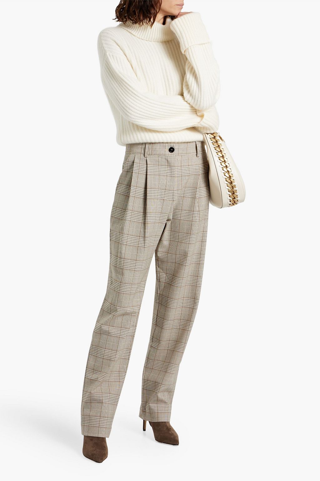 CO Prince of Wales checked twill tapered pants