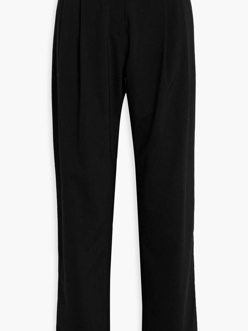 wool-blend twill straight-leg pants