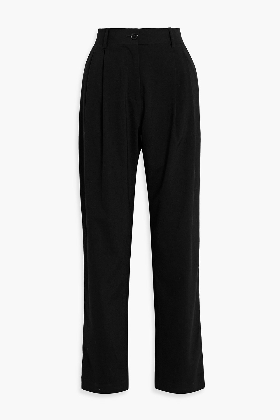Wool-blend twill straight-leg pants